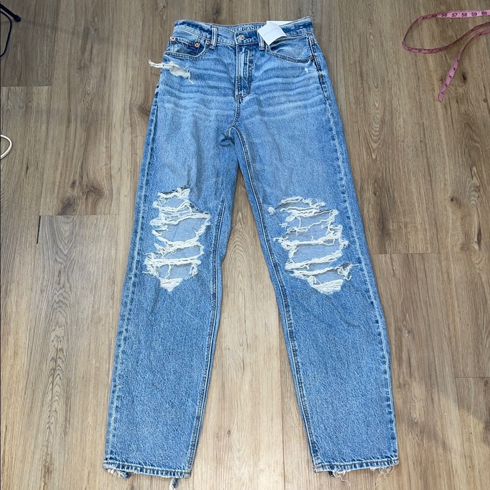 NWT STRIGID American Eagle highest rise baggy straight distressed denim jeans - Picture 9 of 14